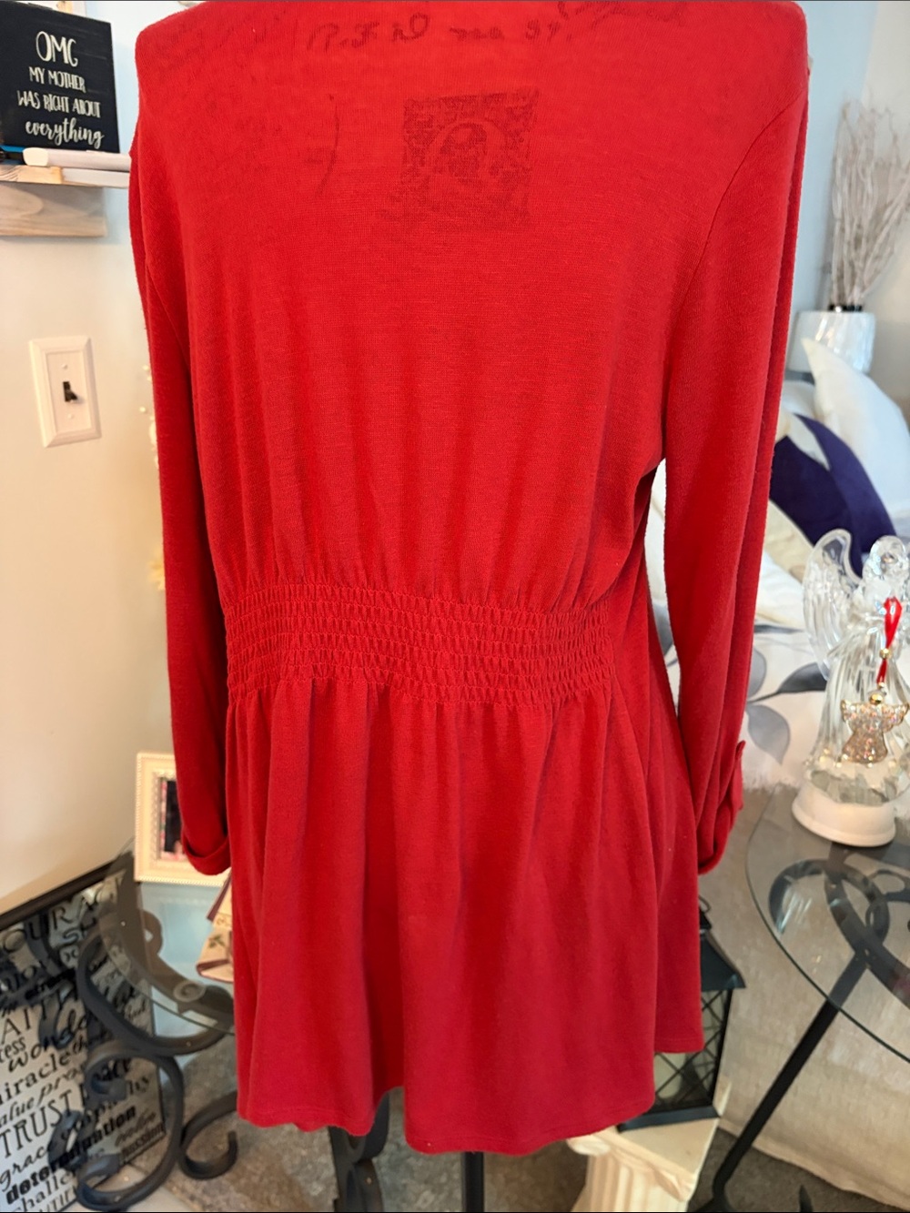Style & Co. Rust Red Open-Front Long Cardigan - Picture 6 of 7